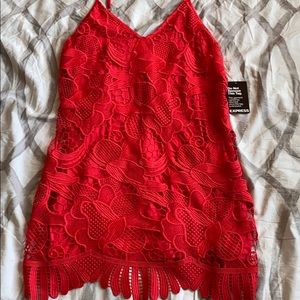 Express Red lace mini dress